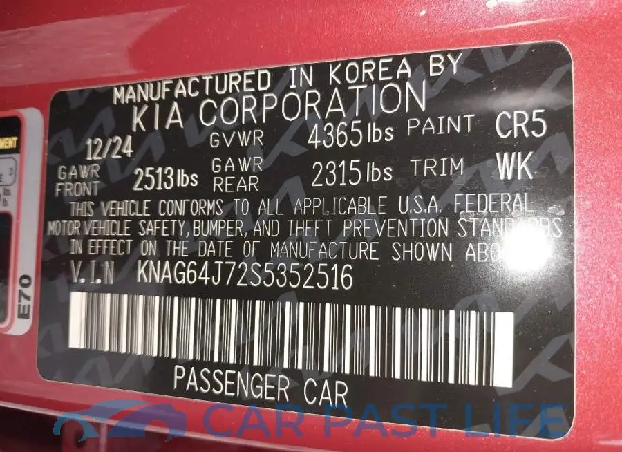 KNAG64J72S5352516# 9