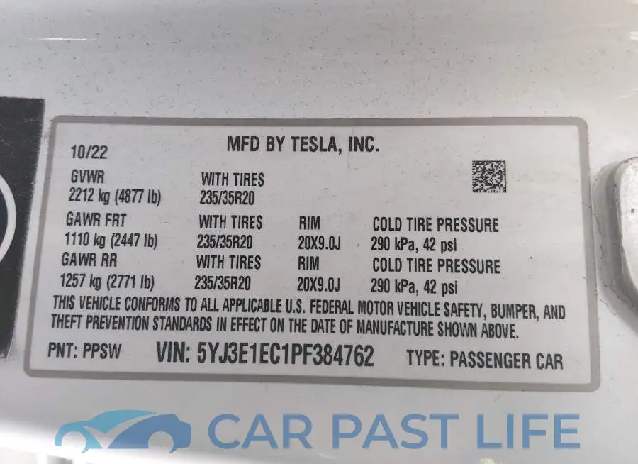 5YJ3E1EC1PF384762# 9