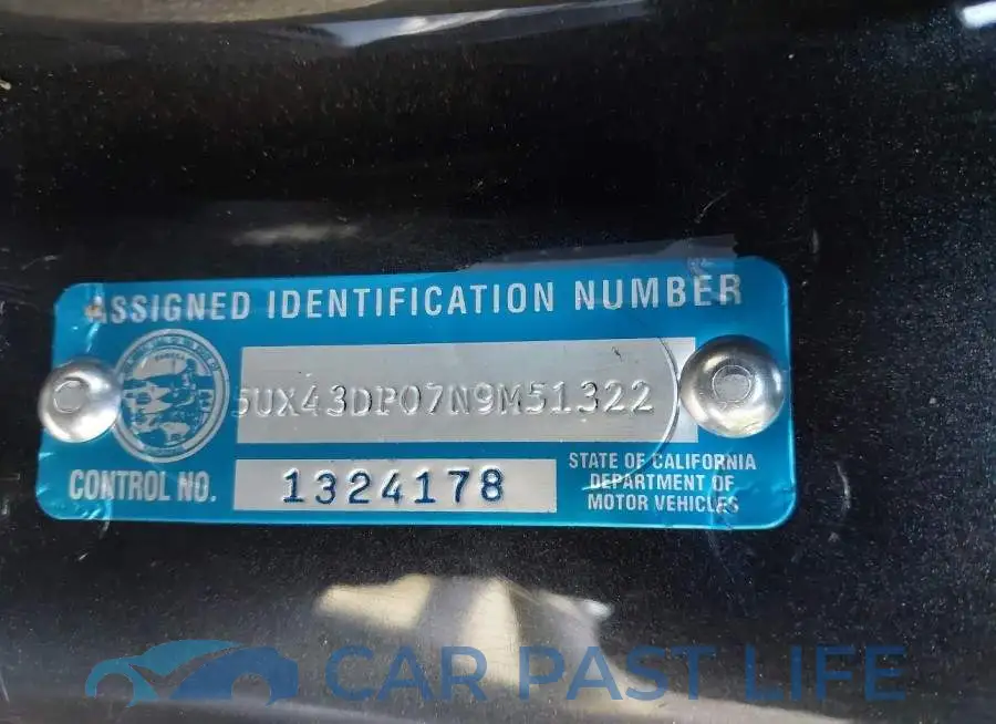 5UX43DP07N9M51322# 9