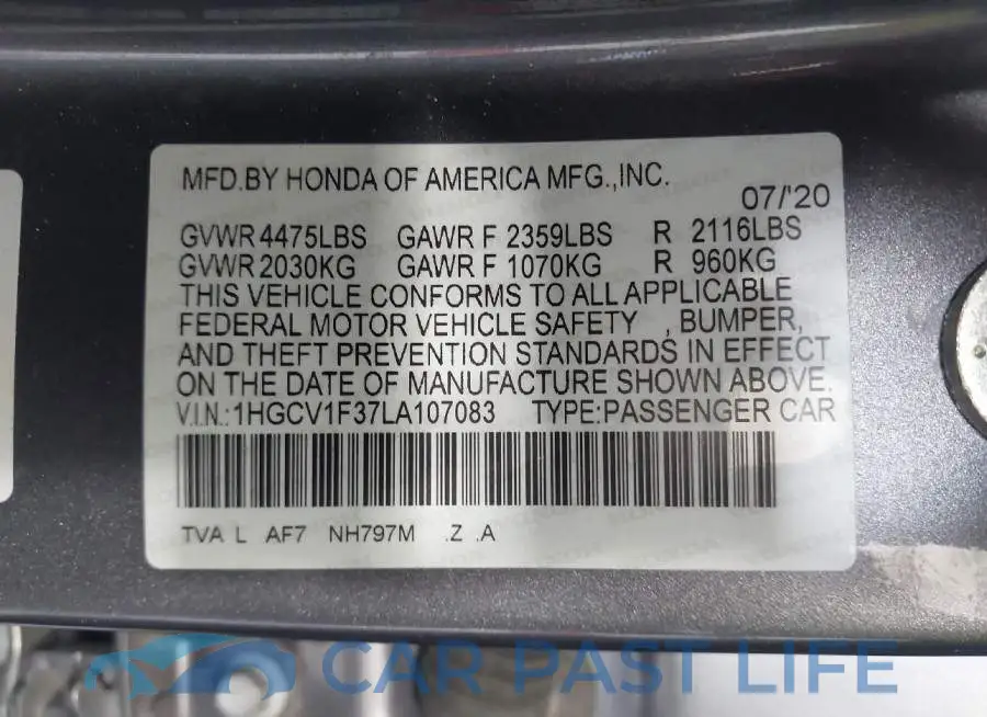 1HGCV1F37LA107083# 9