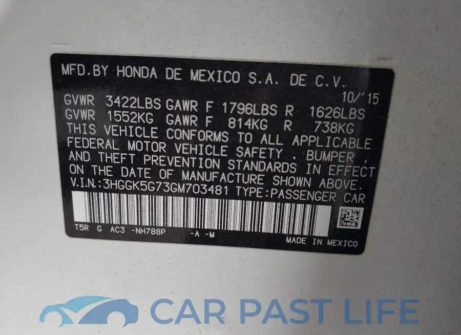 3HGGK5G73GM703481# 9