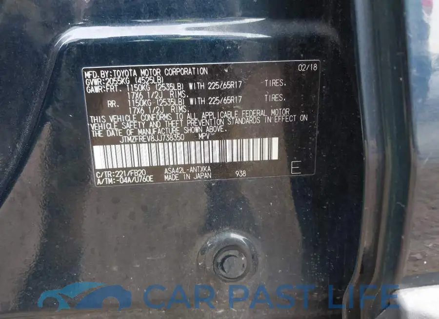 JTMZFREV8JJ738350# 9