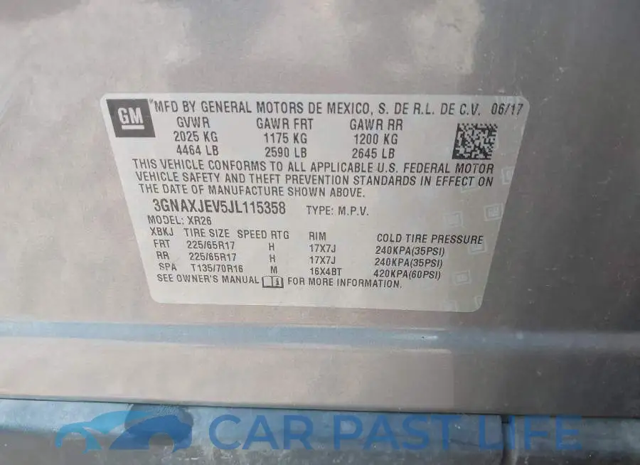 3GNAXJEV5JL115358# 9