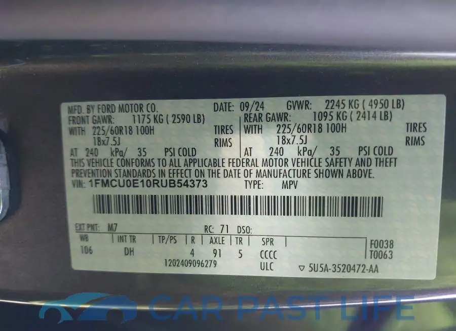 1FMCU0E10RUB54373# 9