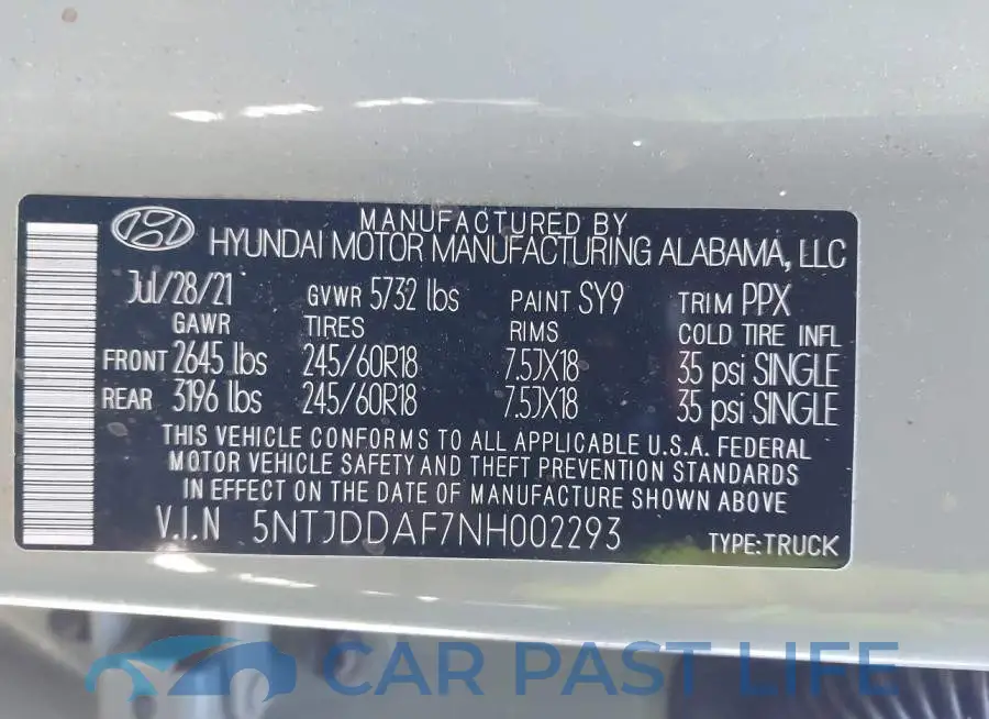 5NTJDDAF7NH002293# 9