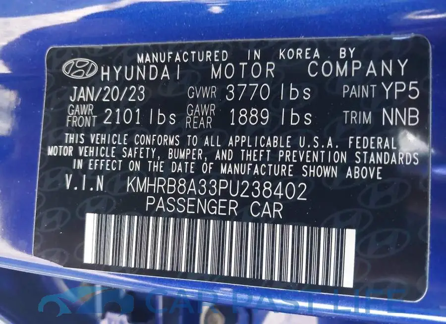 KMHRB8A33PU238402# 9