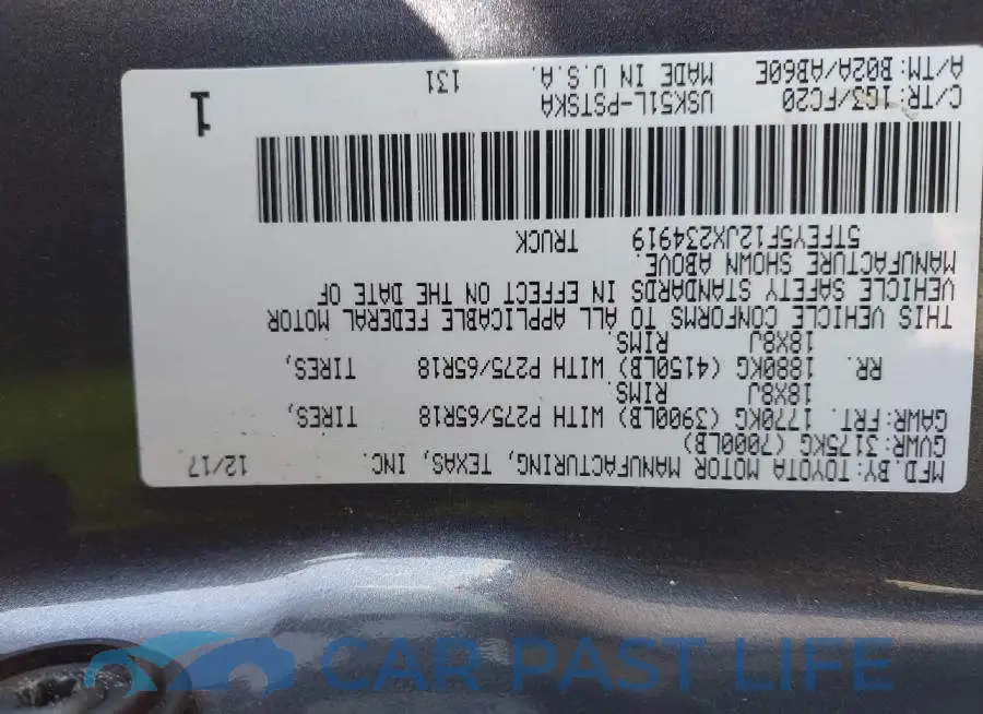 5TFEY5F12JX234919# 9