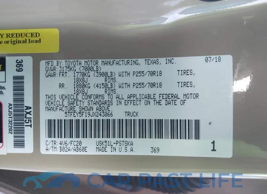 5TFEY5F19JX243066# 9
