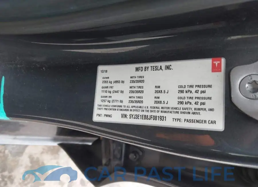 5YJ3E1EB8JF081931# 9