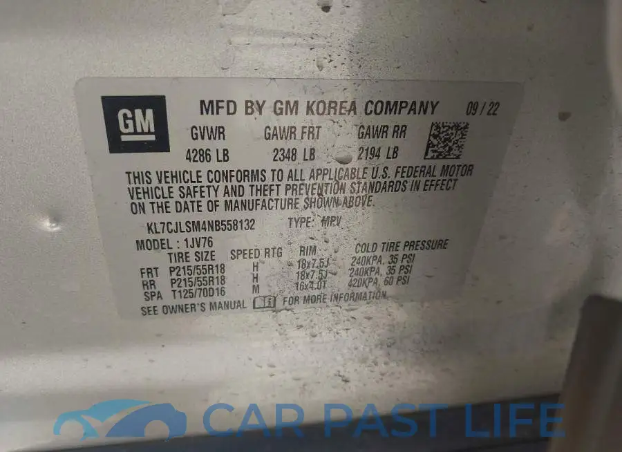 KL7CJLSM4NB558132# 9