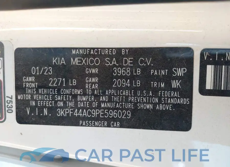 3KPF44AC9PE596029# 9