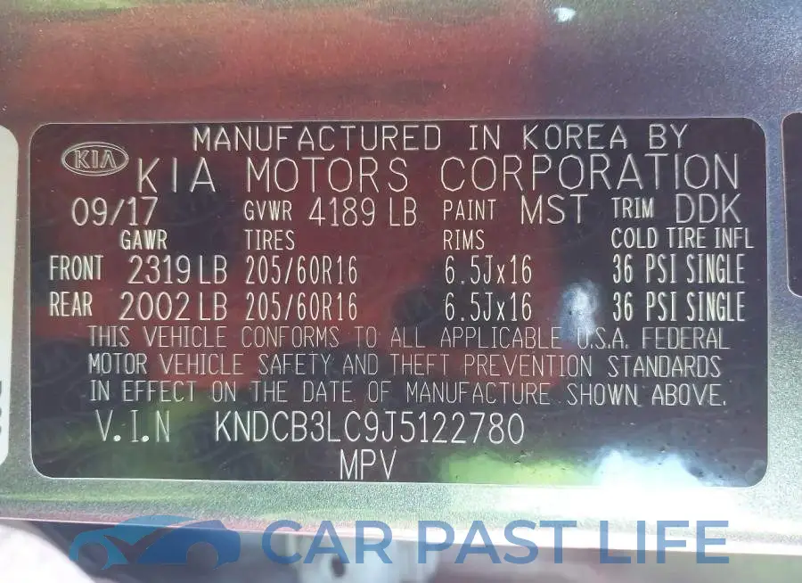 KNDCB3LC9J5122780# 9
