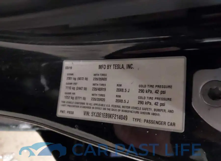5YJ3E1EB9KF214049# 9