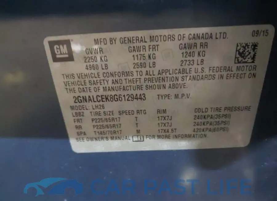 2GNALCEK8G6129443# 9