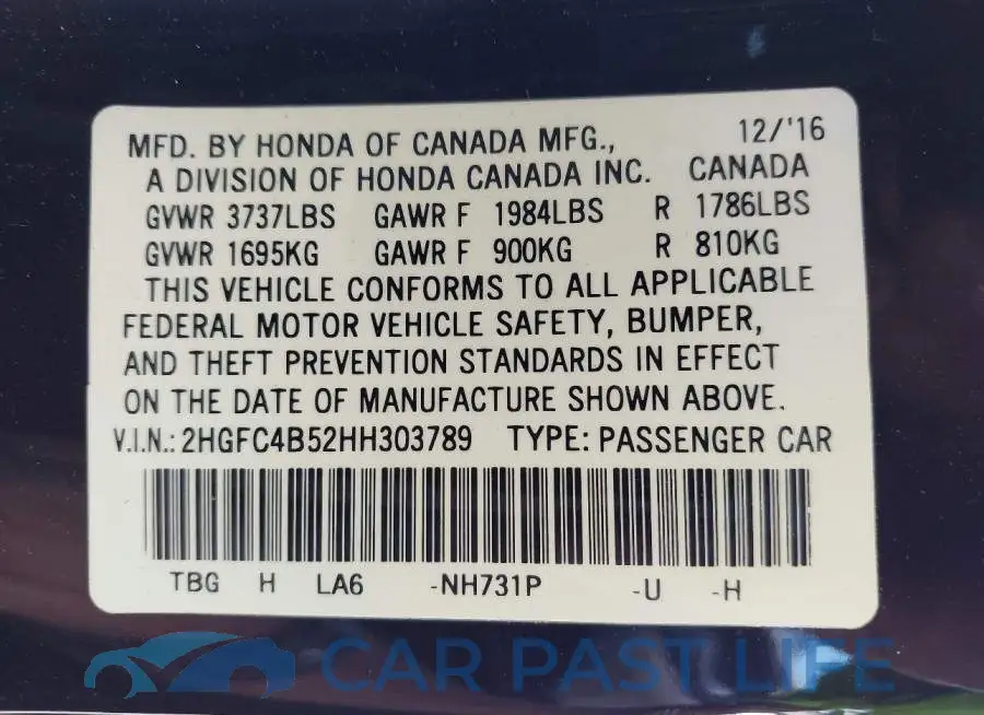 2HGFC4B52HH303789# 9