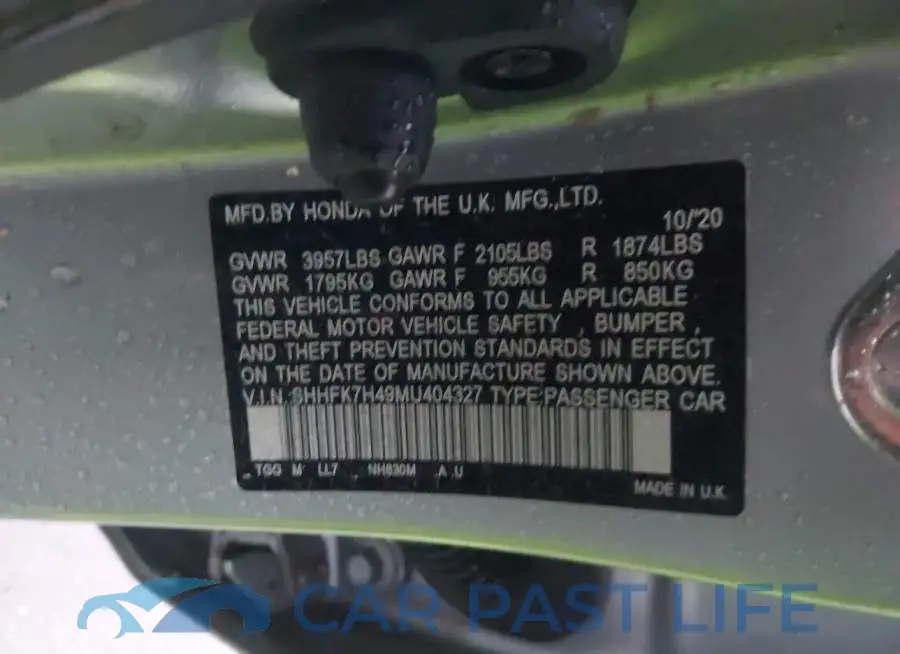 SHHFK7H49MU404327# 9
