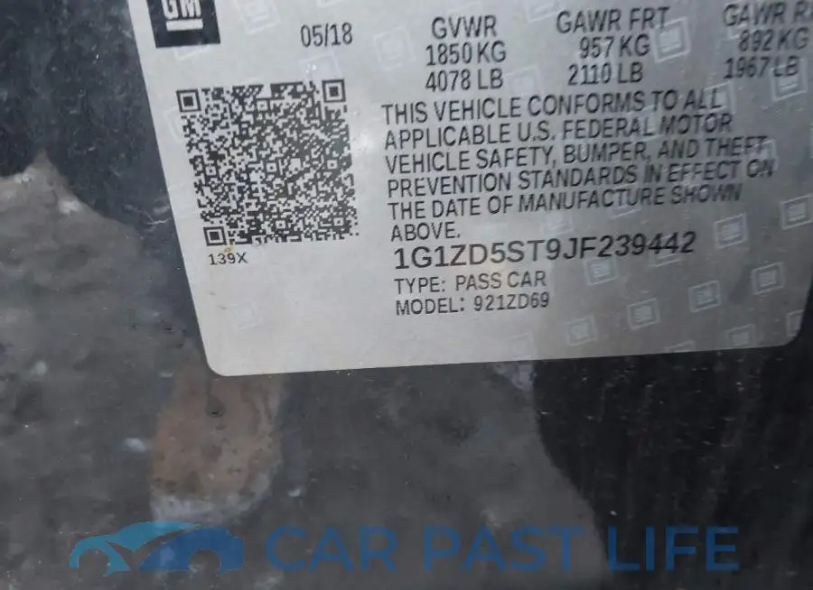 1G1ZD5ST9JF239442# 9