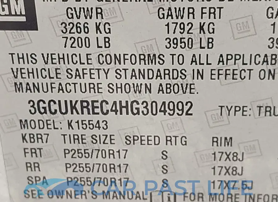 3GCUKREC4HG304992# 9