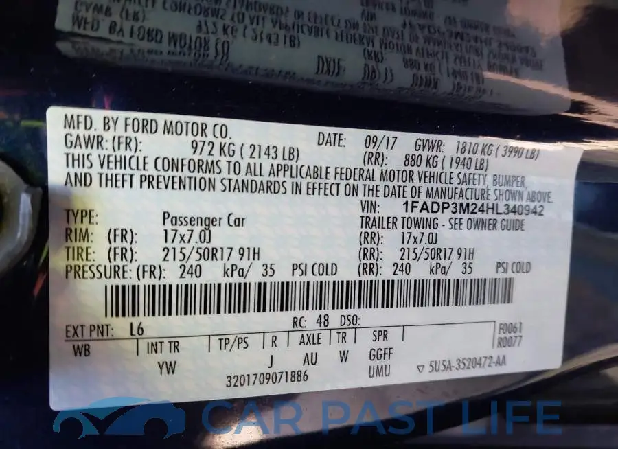 1FADP3M24HL340942# 9