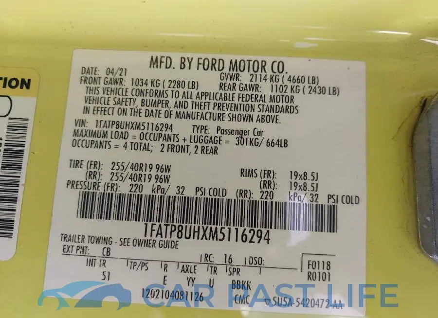 1FATP8UHXM5116294# 9
