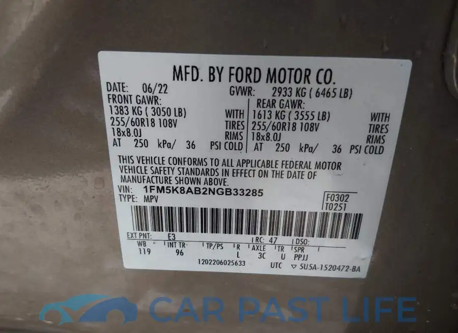 1FM5K8AB2NGB33285# 9