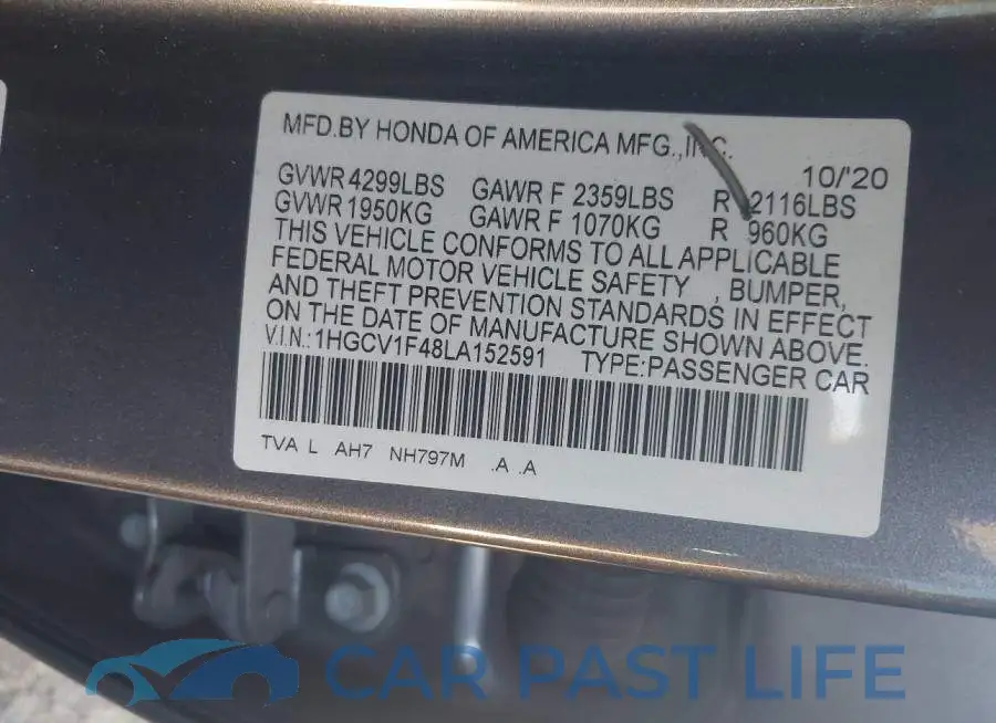 1HGCV1F48LA152591# 9