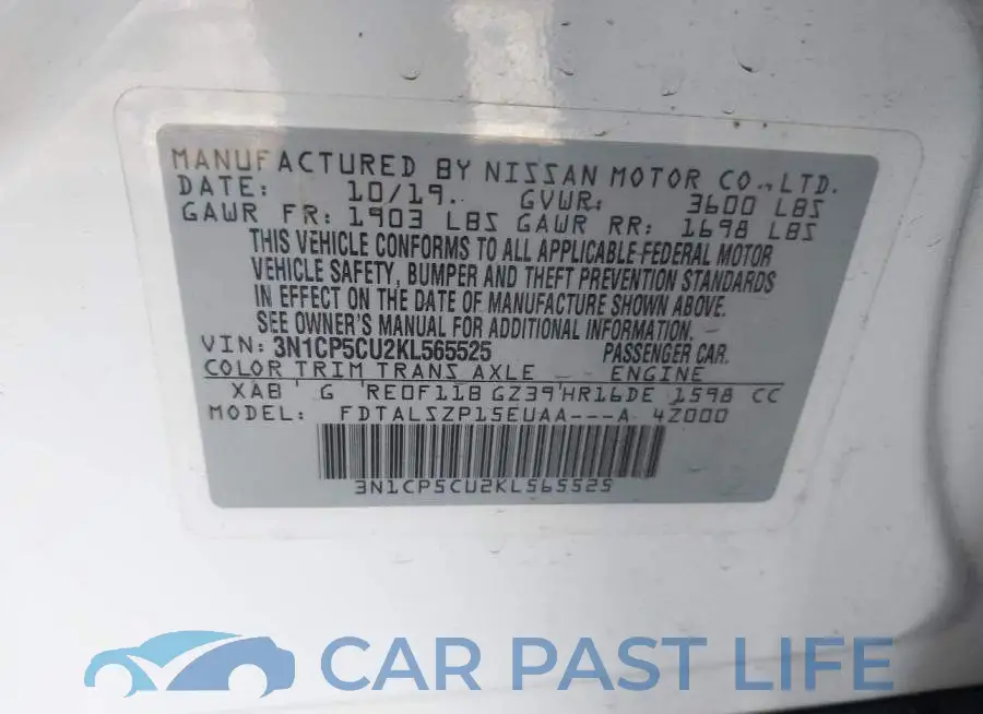 3N1CP5CU2KL565525# 9