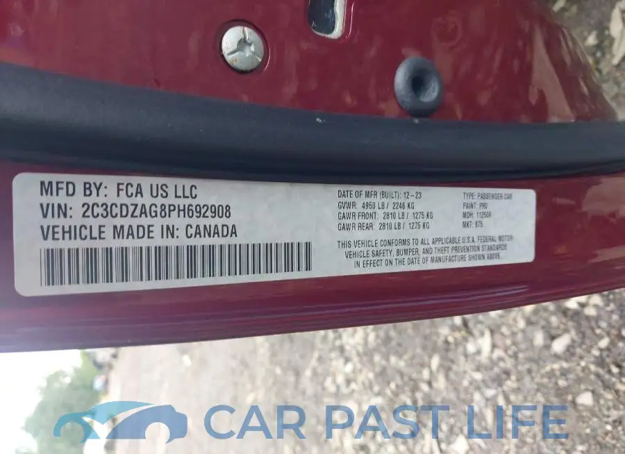 2C3CDZAG8PH692908# 9