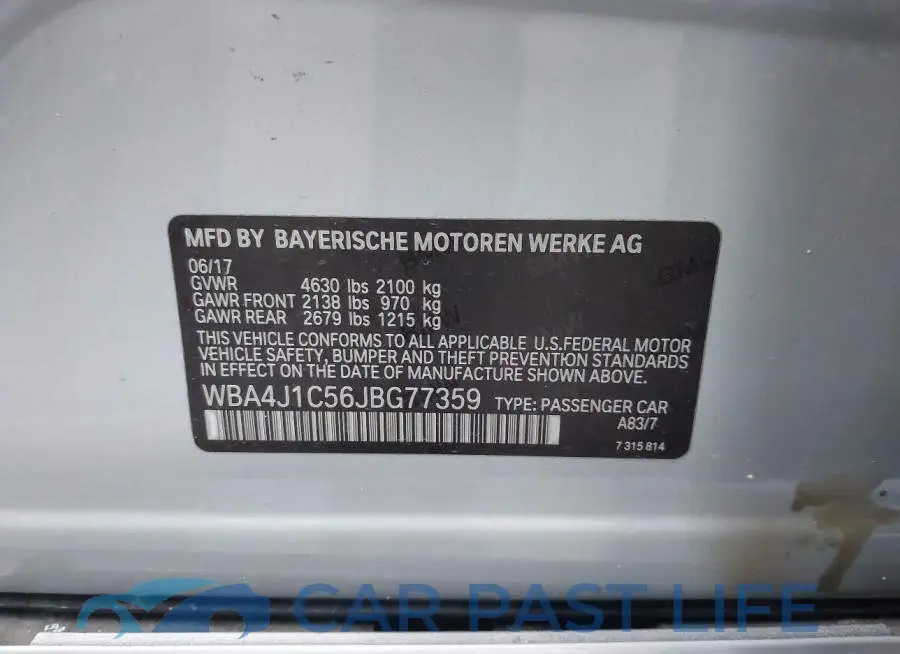 WBA4J1C56JBG77359# 9