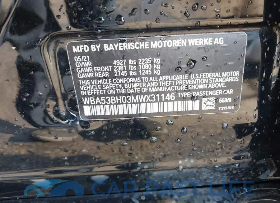 WBA53BH03MWX31146# 9