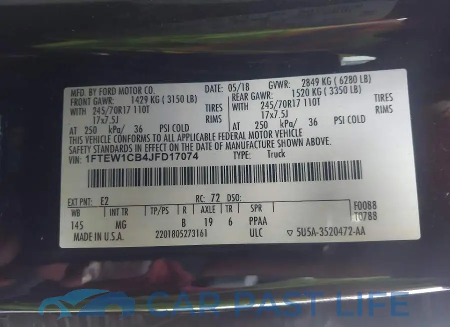 1FTEW1CB4JFD17074# 9