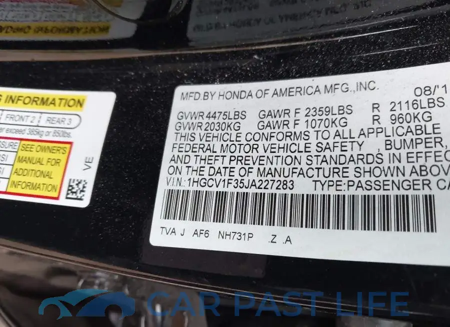 1HGCV1F35JA227283# 9