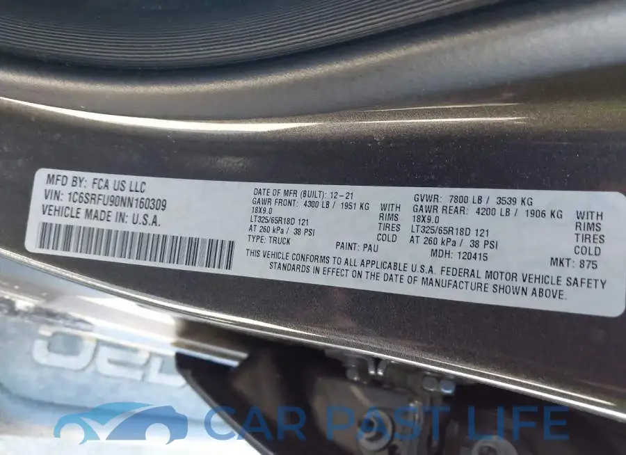 1C6SRFU90NN160309# 8