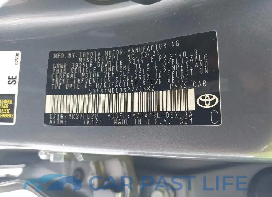 5YFB4MDE3SP273582# 9