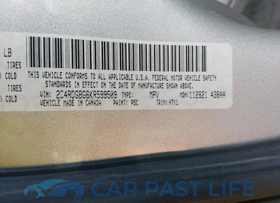 2C4RDGBG6KR599509# 9