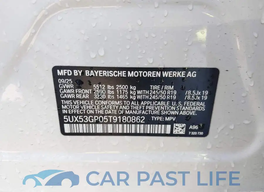 5UX53GP05T9180862# 9