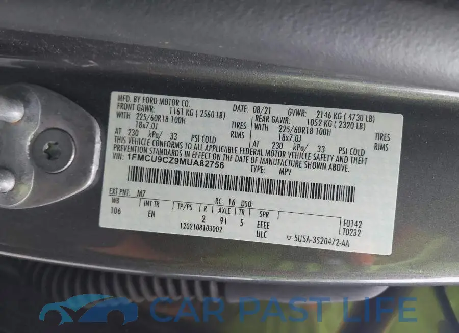 1FMCU9CZ9MUA82756# 9