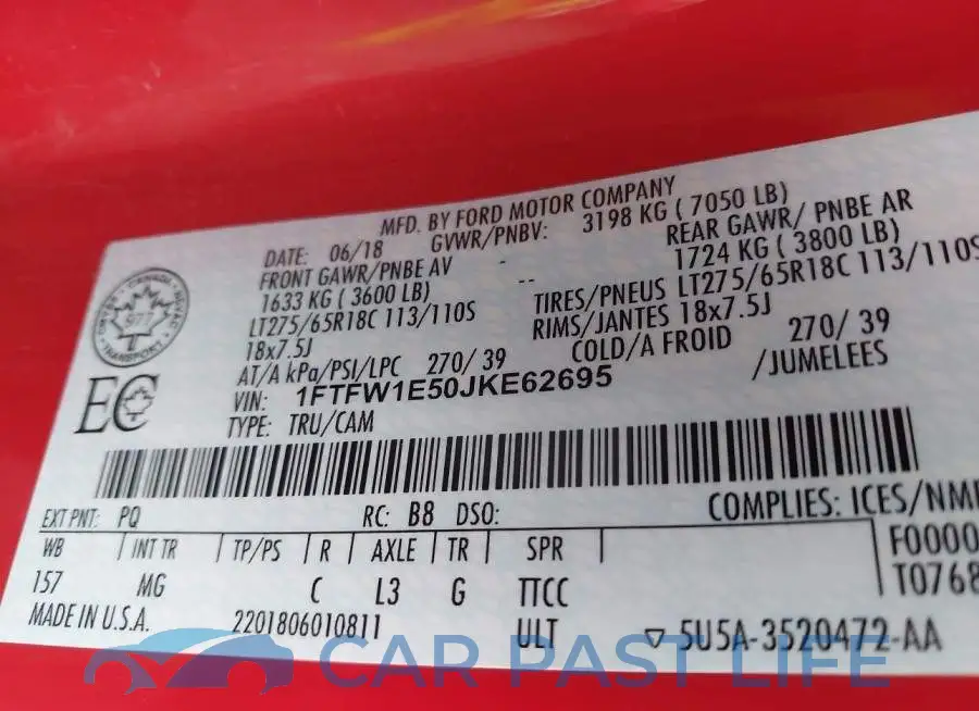 1FTFW1E50JKE62695# 9