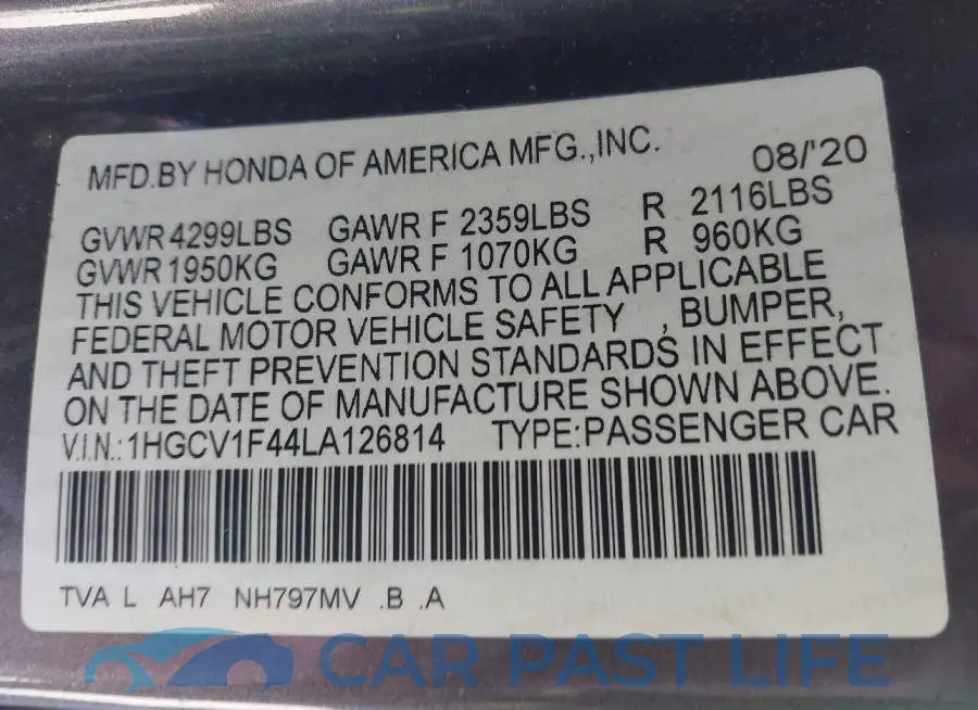 1HGCV1F44LA126814# 9