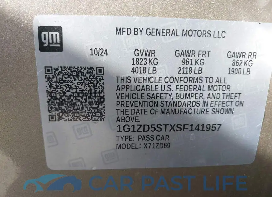 1G1ZD5STXSF141957# 9