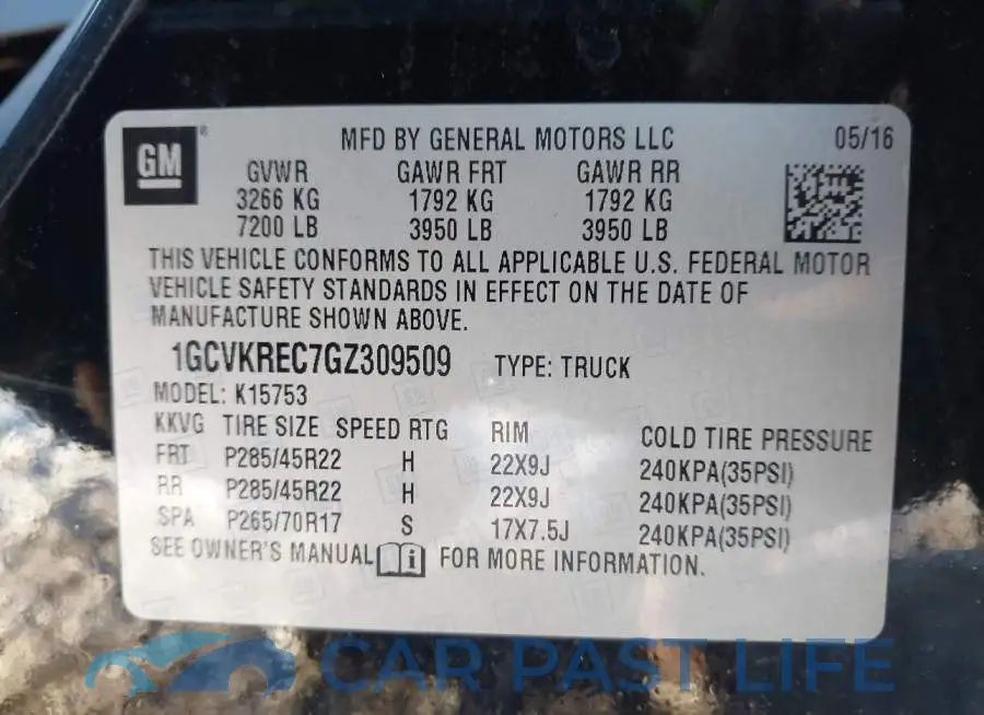 1GCVKREC7GZ309509# 9