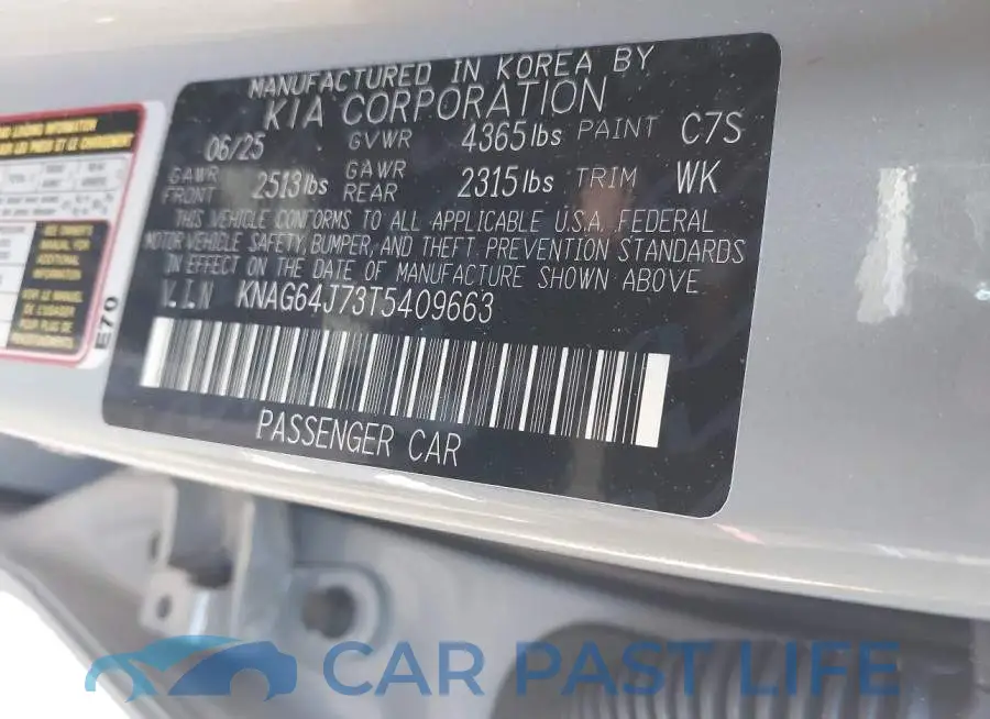KNAG64J73T5409663# 9