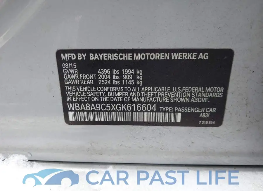 WBA8A9C5XGK616604# 9