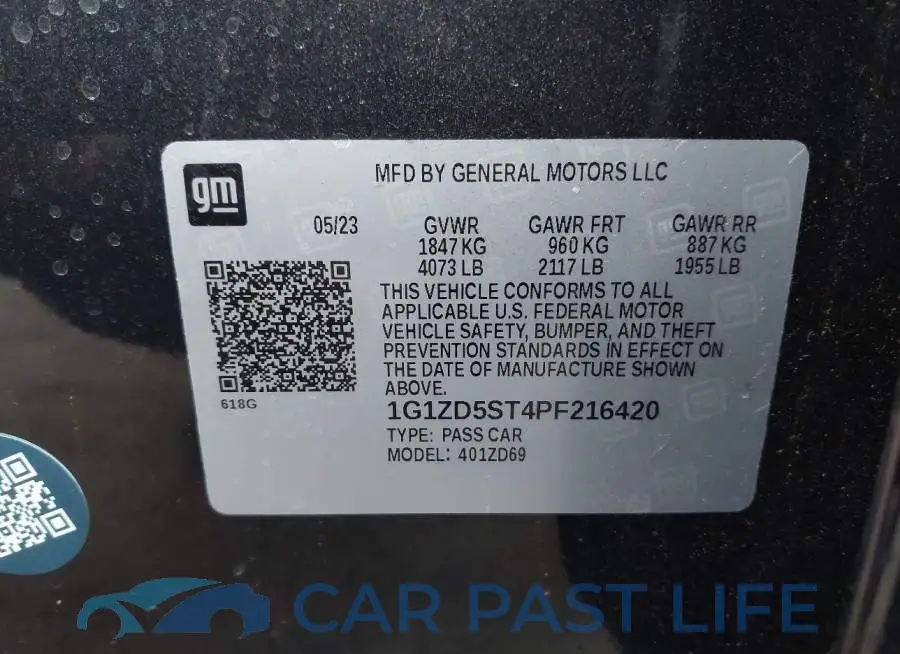 1G1ZD5ST4PF216420# 9