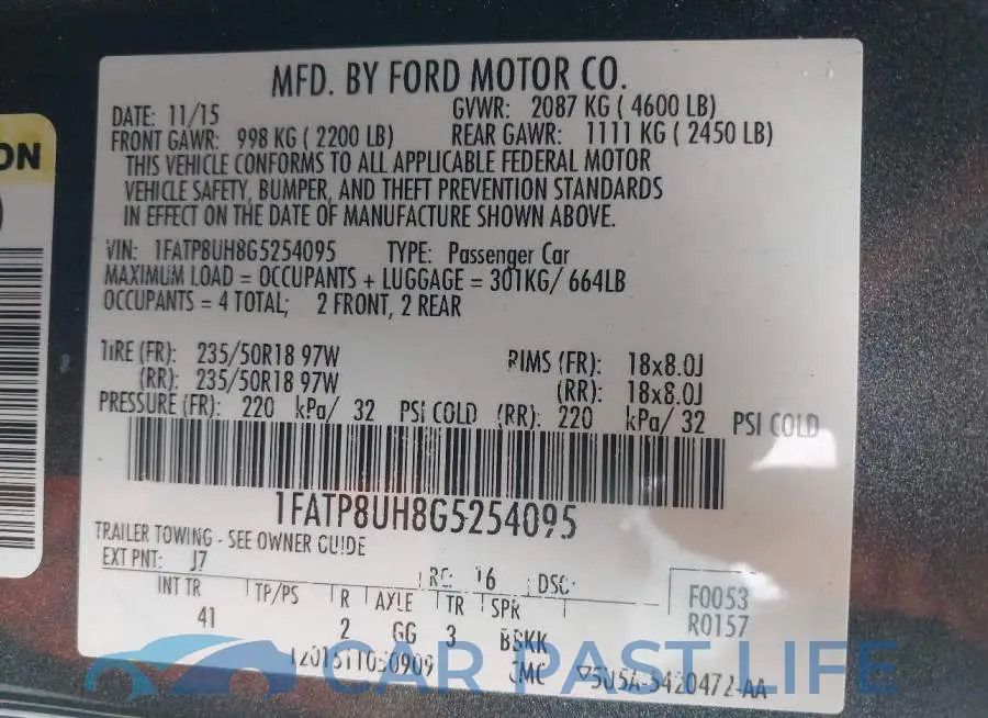 1FATP8UH8G5254095# 9