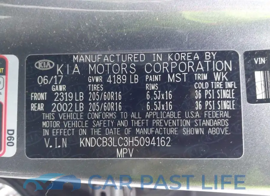 KNDCB3LC3H5094162# 9