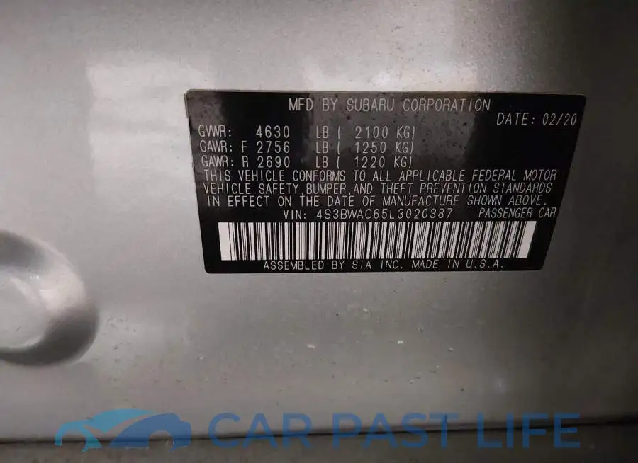 4S3BWAC65L3020387# 9