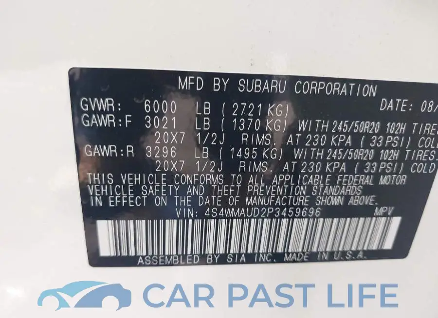 4S4WMAUD2P3459696# 9
