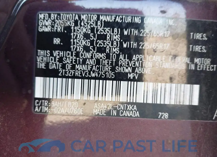 2T3ZFREV3JW475105# 9