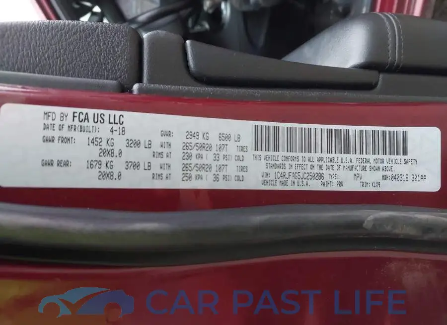 1C4RJFAG5JC250286# 9